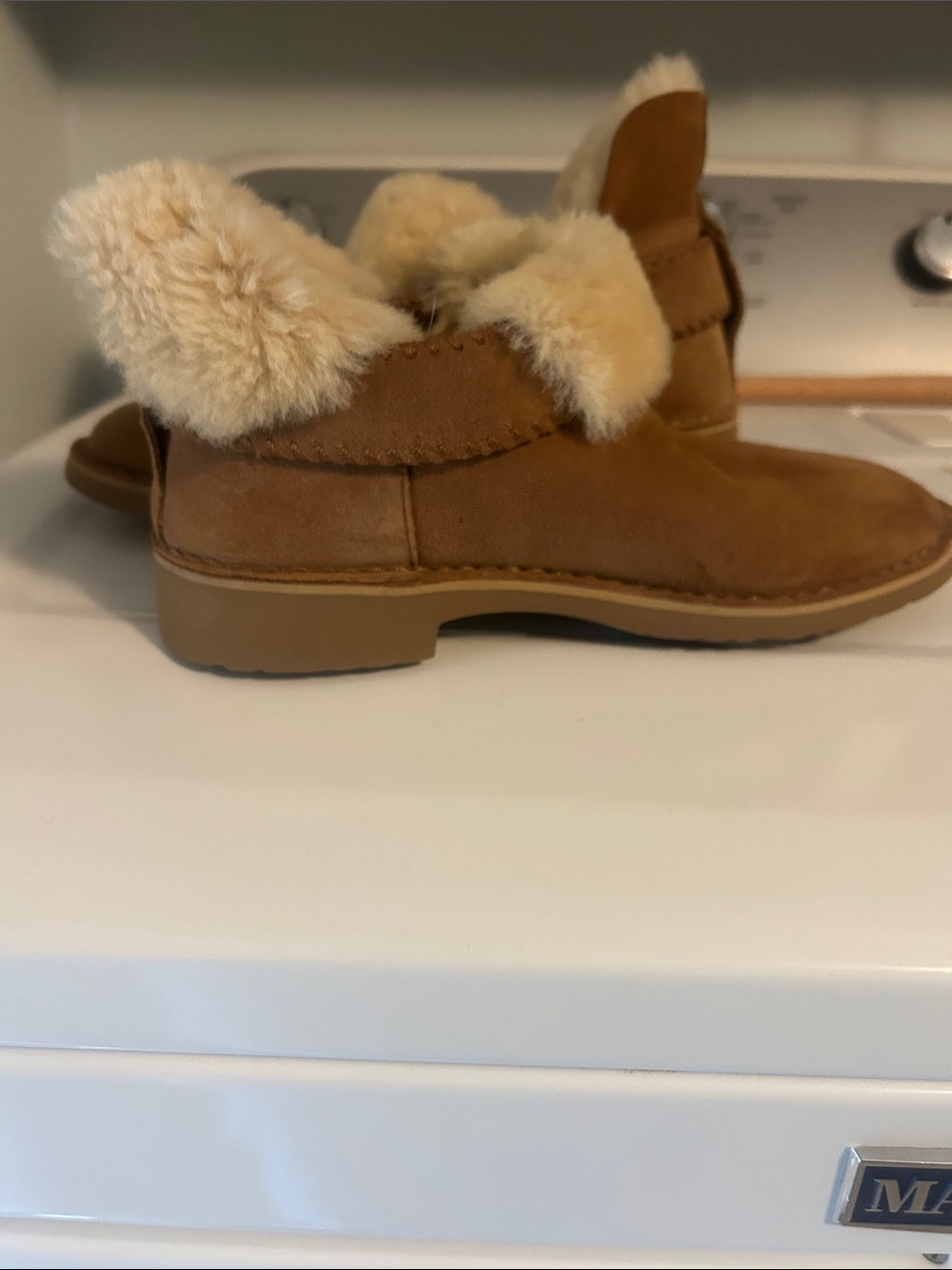 UGG Chestnut Suede Kids Shearling-Trim Boots
